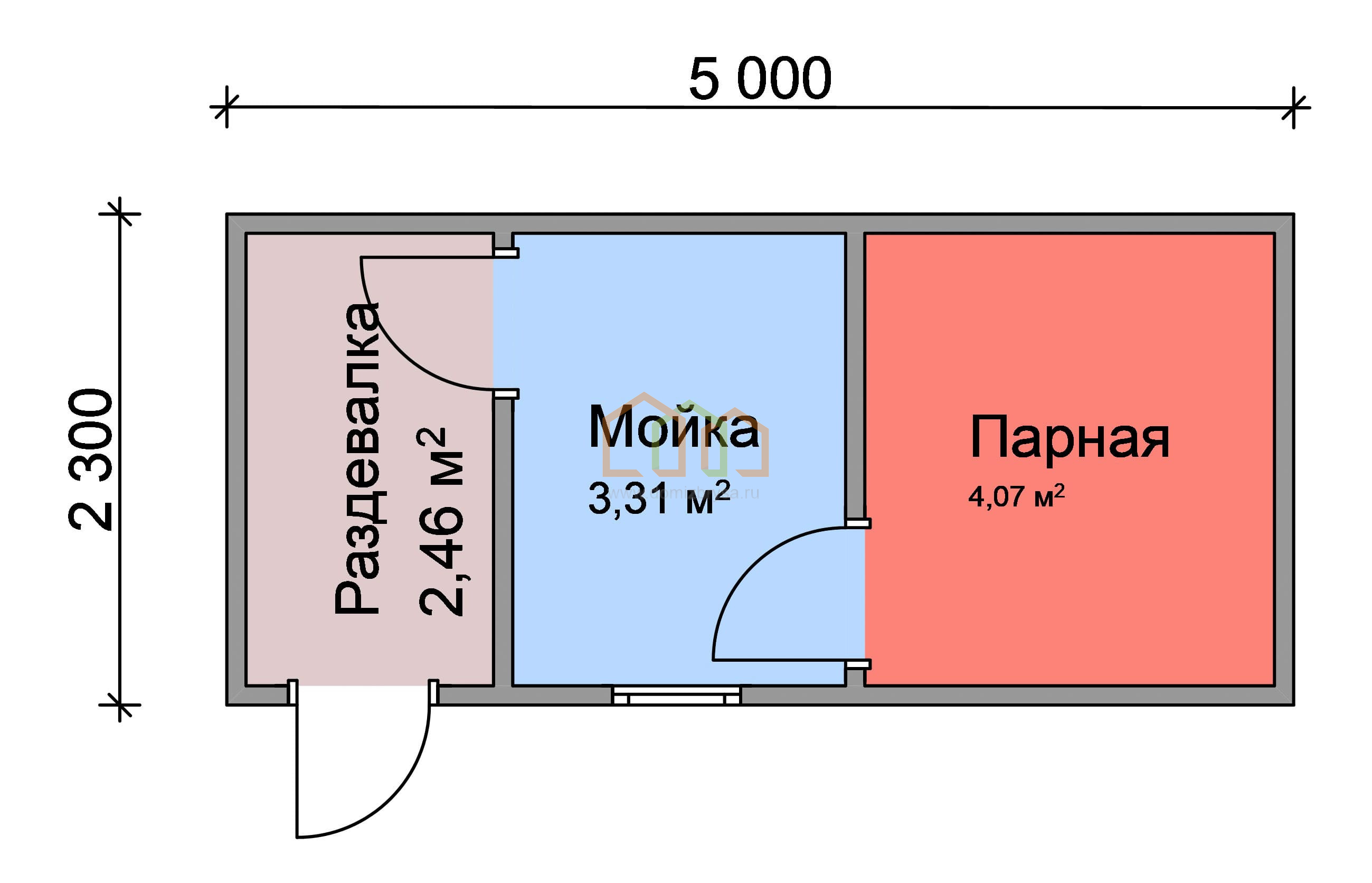 Перевозная баня из бруса 5х2,3 Площадь: 11.5 м² цена 345500 под ключ в  Воскресенске