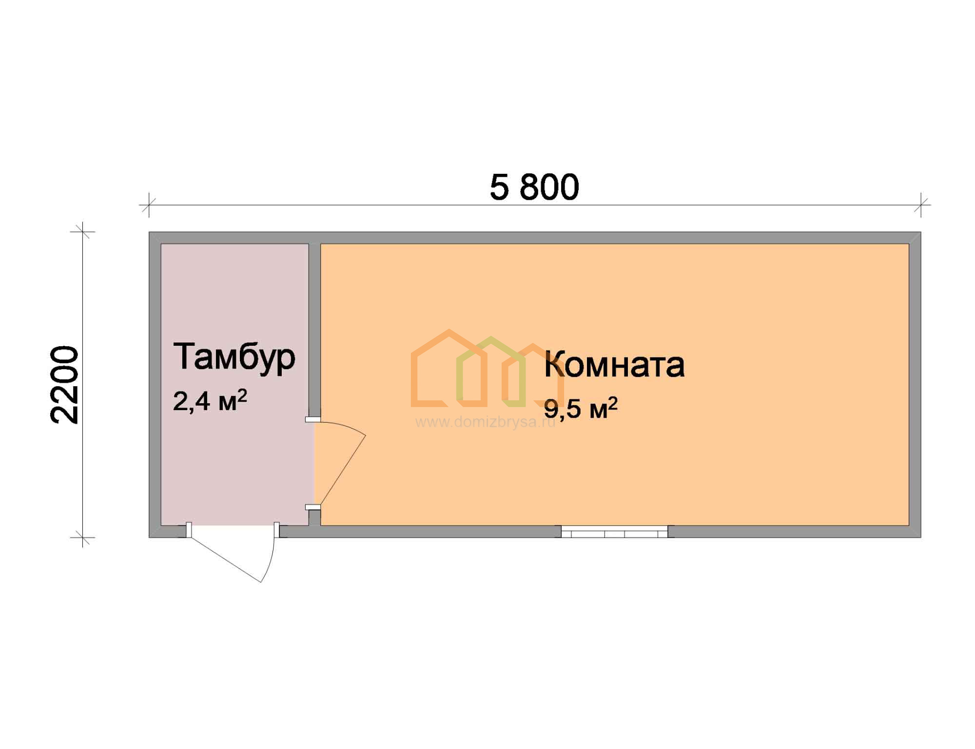 Металлическая бытовка для дачи эконом Магнолия (С) 5.8x2.2 Площадь: 12.76  м² со сборкой на участке под ключ в Воскресенске и области